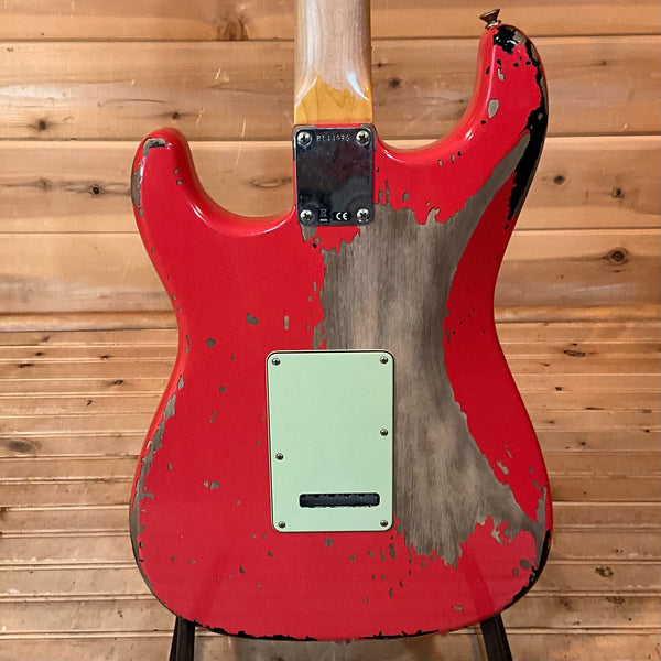 Fender Custom Shop Michael Landau Signature 1963 Stratocaster Relic Electric Guitar - Fiesta Red over 3-Color Sunburst