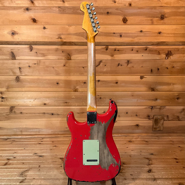 Fender Custom Shop Michael Landau Signature 1963 Stratocaster Relic Electric Guitar - Fiesta Red over 3-Color Sunburst