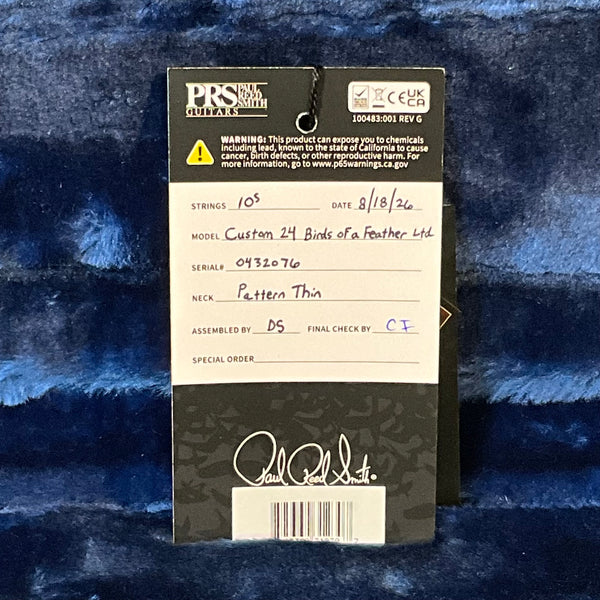 PRS Custom 24 "Birds of a Feather" Limited Edition Electric Guitar - Charcoal Microburst