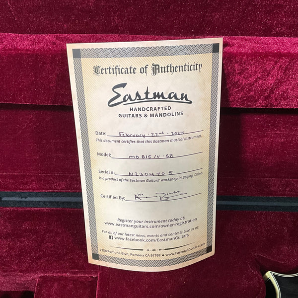 Eastman  MD815/V-SB Mandolin - Antique Sunburst