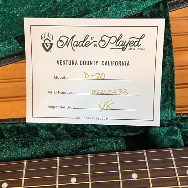 Guild D-20 Acoustic Guitar - Natural