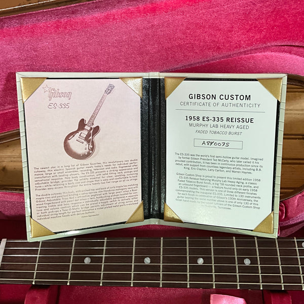 Gibson Custom 1958 ES-335 Reissue Murphy Lab Heavy Aged Electric Guitar - Tobacco Burst