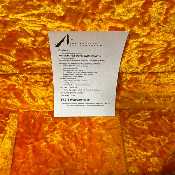 Tom Anderson Bobcat Electric Guitar - Red Burst