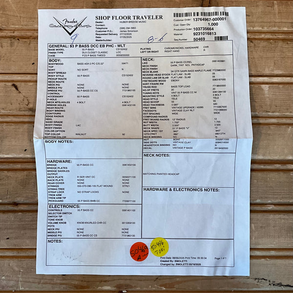 Fender Custom Shop 1953 Precision Bass Deluxe Closet Classic Electric Bass Guitar - Walnut