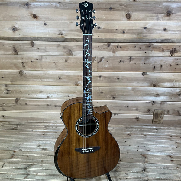 Luna Vineyard Koa Bevel Grand Auditorium Acoustic Electric Guitar - Natural