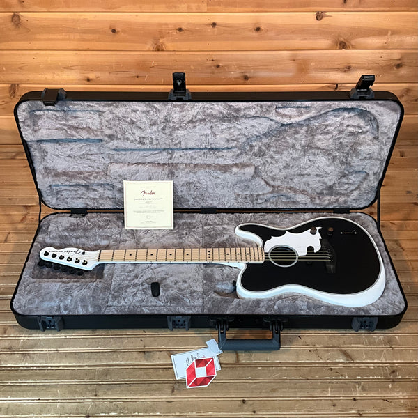Fender Jack White Triplesonic Acoustasonic Telecaster Electric Guitar - Satin Arctic White with Black Top