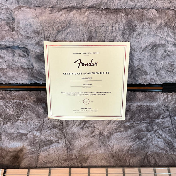 Fender Jack White Triplesonic Acoustasonic Telecaster Electric Guitar - Satin Arctic White with Black Top