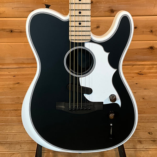 Fender Jack White Triplesonic Acoustasonic Telecaster Electric Guitar - Satin Arctic White with Black Top