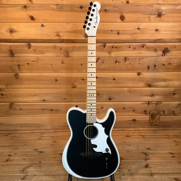 Fender Jack White Triplesonic Acoustasonic Telecaster Electric Guitar - Satin Arctic White with Black Top