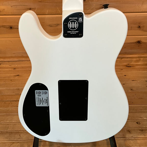 Fender Jack White Triplesonic Acoustasonic Telecaster Electric Guitar - Satin Arctic White with Black Top