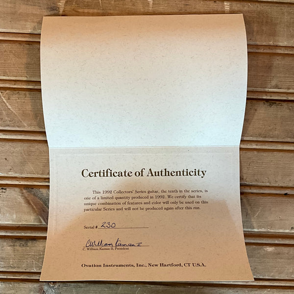 Ovation 1992 Collector's Series Limited Edition Acoustic Series USED - Natural