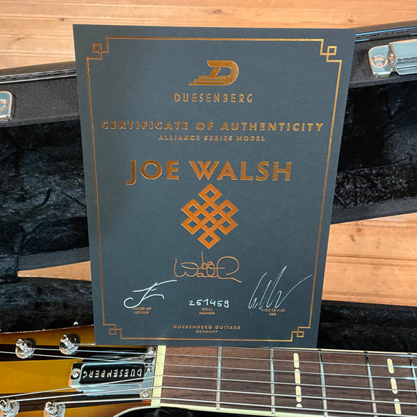 Duesenberg USA Alliance Joe Walsh Semi-Hollow Electric Guitar - Gold Burst