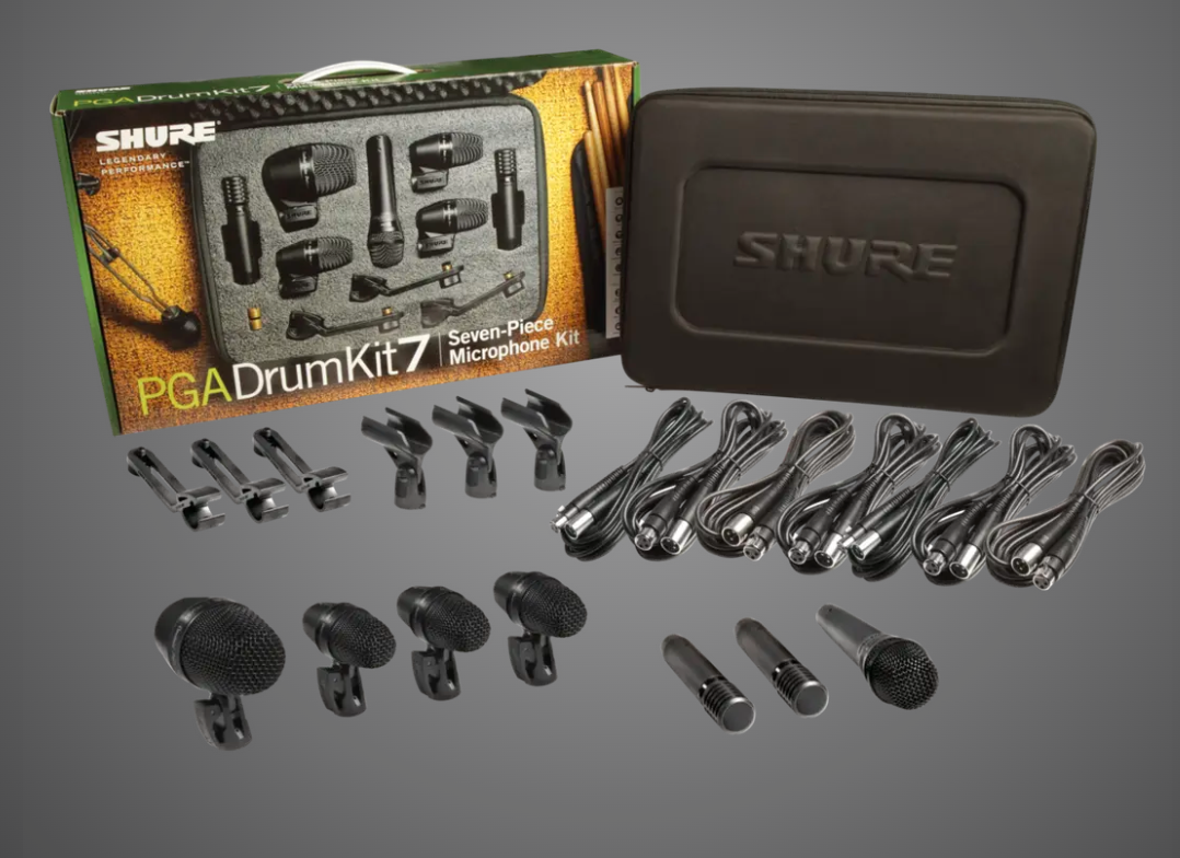 Shure PGADrumKit7 7-Piece Drum Microphone Kit - Huber Breese Music Shure PGADrumKit7 7-Piece Drum Microphone Kit - Huber Breese Music
