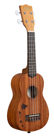 Kala Satin Mahogany Soprano Ukulele with Hawaiian Islands