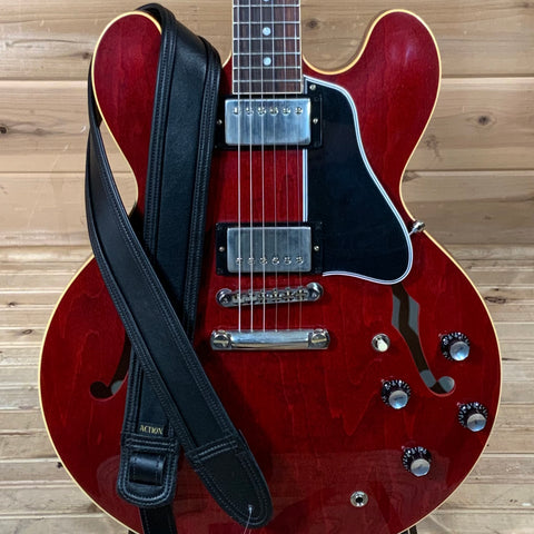 Action Custom Straps BlackHeart 80 Guitar Strap - Soft Cabretta Leather and Black Cowhide