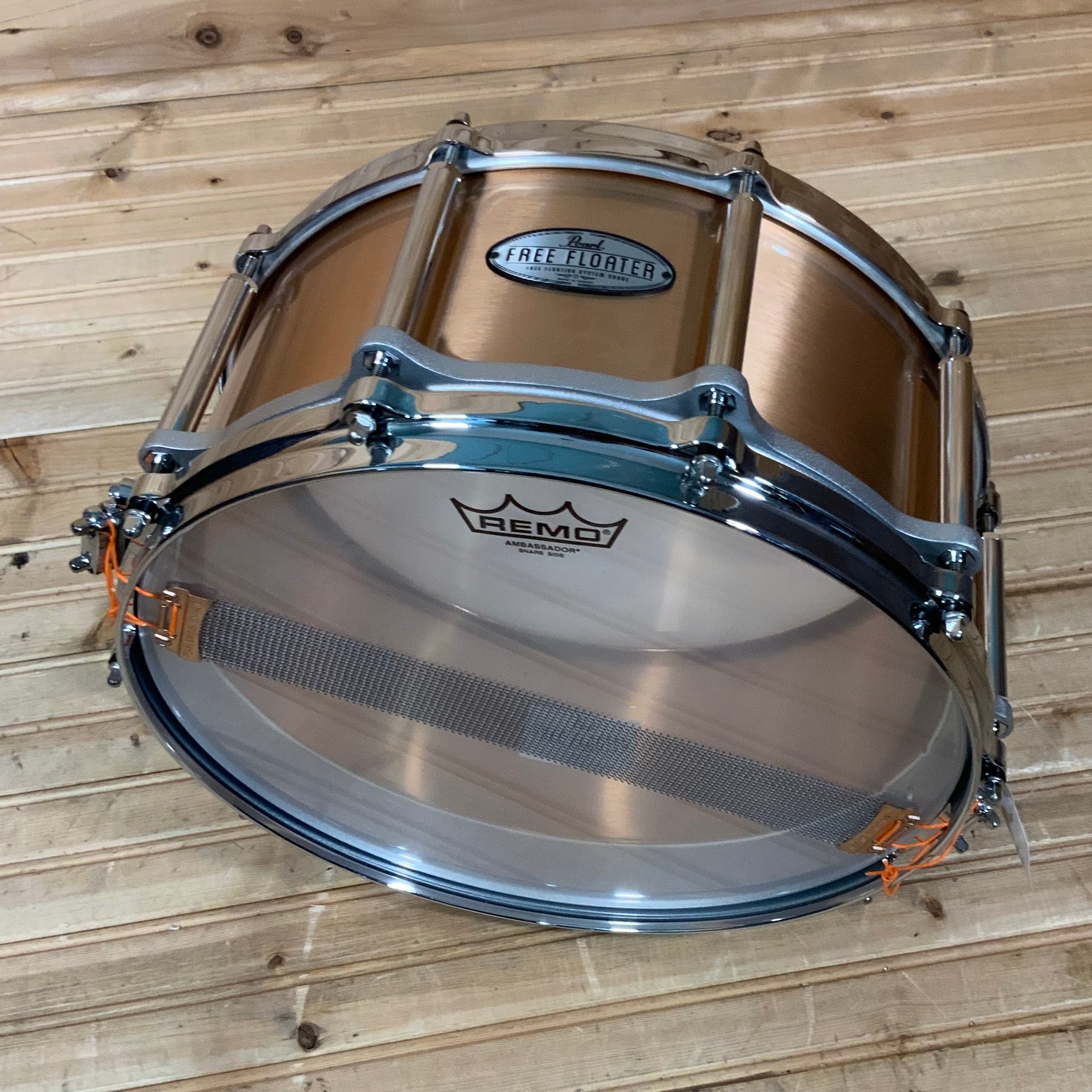 Remedy Music - Late 90s 14” Pearl snare with free floating Brass Shell. 10  lugs for precise tuning.