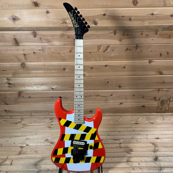 Kramer Baretta Custom Graphics “Danger Zone” Electric Guitar - Warning Tape on White Red
