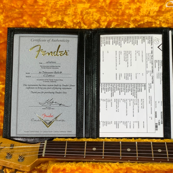 Fender Custom Shop 1960 Telecaster Heavy Relic Electric Guitar - Chocolate 3 Color Sunburst