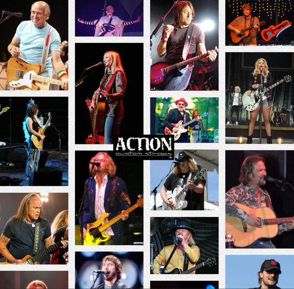 Action Custom Straps Limited Edition Shark Skin in Black Leather Guitar Strap