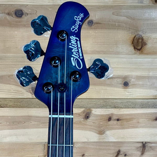 Sterling By Music Man Stingray RAY34 Electric Bass Guitar - Neptune Blue Satin