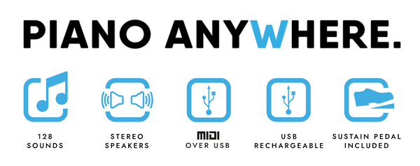 Carry-On Folding 88 Key Piano - White