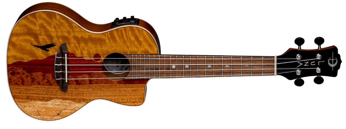 Luna Vista Eagle w Preamp Concert Ukulele Natural Eagle Huber